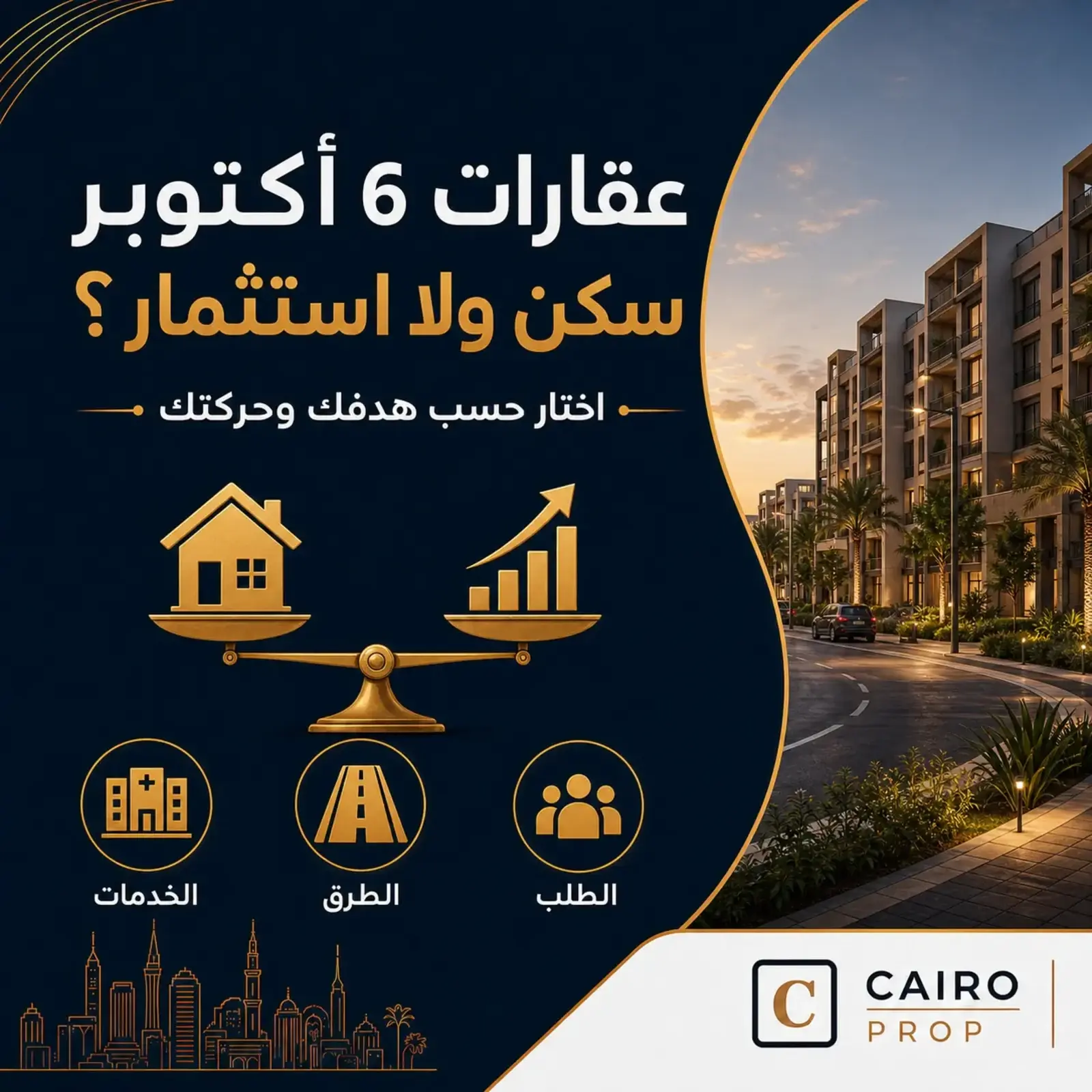 عقارات 6 أكتوبر: متى تكون مناسبة للسكن ومتى تكون للاستثمار؟ عقارات 6 أكتوبر للسكن والاستثمار