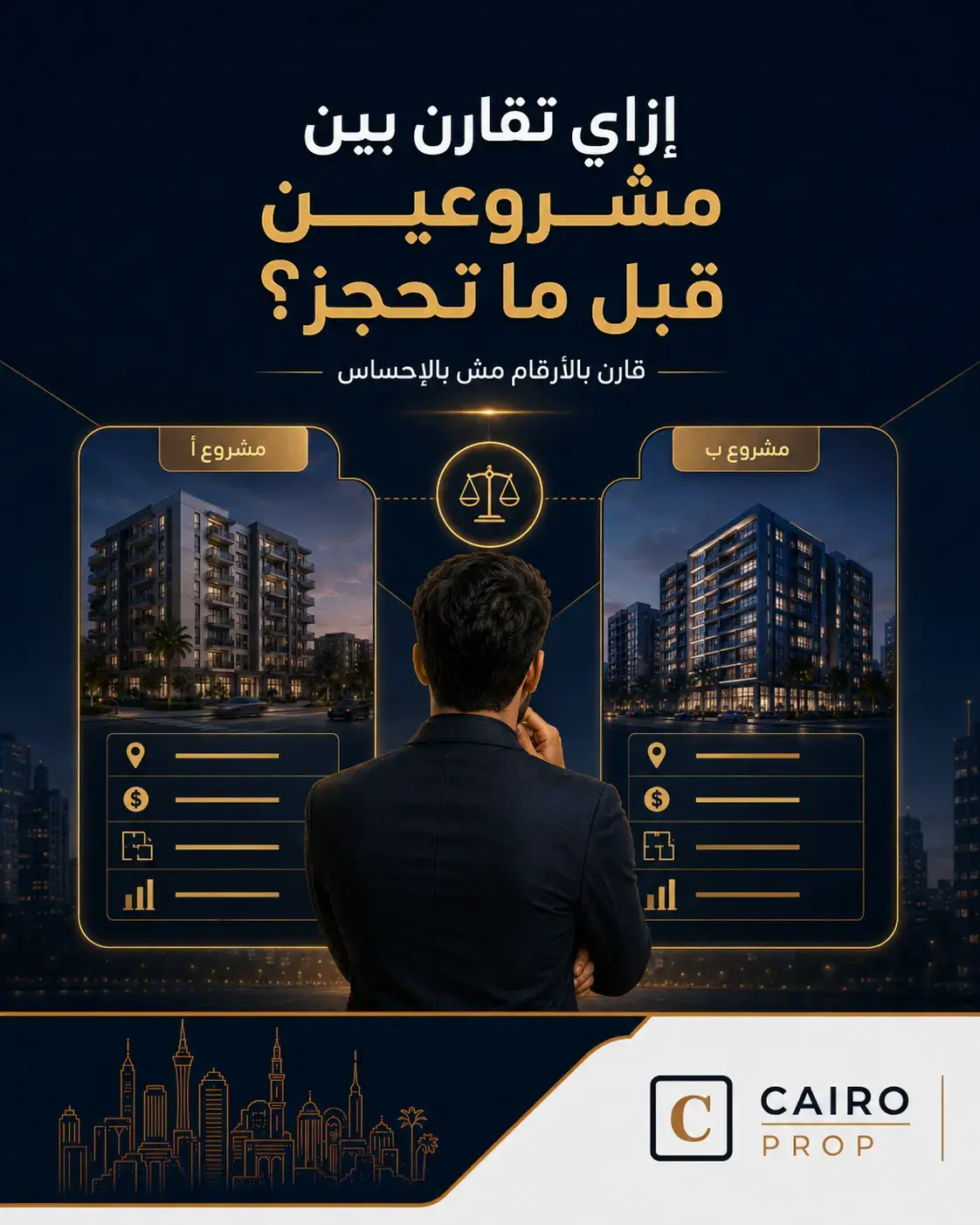 إزاي تقارن بين مشروعين قبل ما تحجز؟ غلاف مقال إزاي تقارن بين مشروعين قبل ما تحجز؟